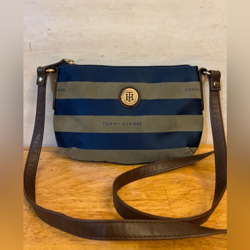 Tommy Hilfiger Navy and Green Crossbody Bag